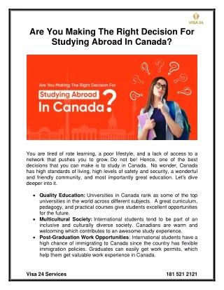 Are You Making The Right Decision For Studying Abroad In Canada