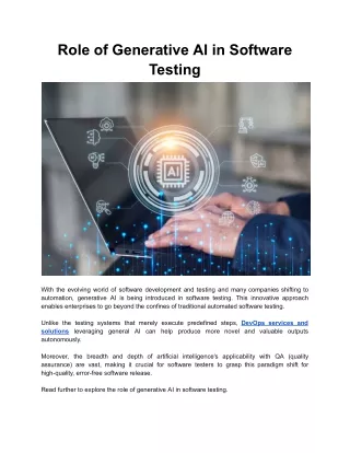 Role of Generative AI in Software Testing