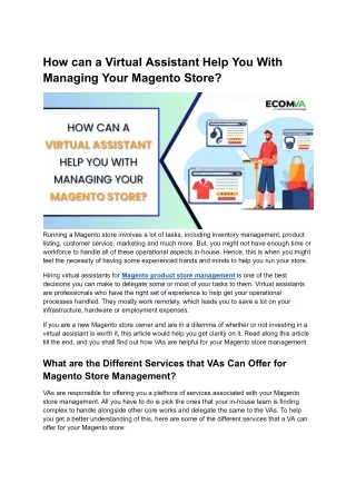 How can a Virtual Assistant Help You With Managing Your Magento Store?