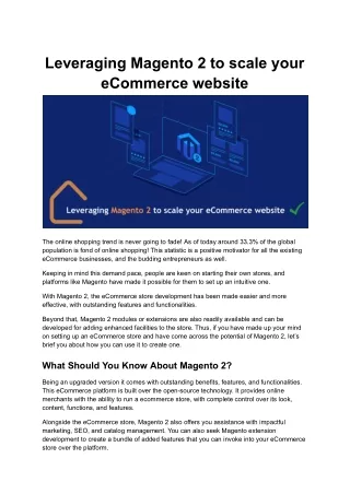 Harnessing Magento 2  modules to expand your online retail platform