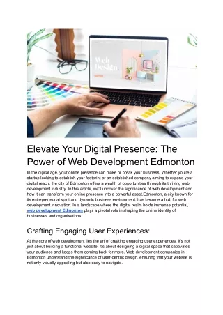 Elevate Your Digital Presence: The Power of Web Development Edmonton