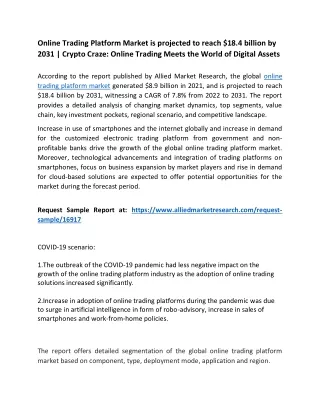 Online Trading Platform Market is projected to reach $18.4 billion by 2031 |