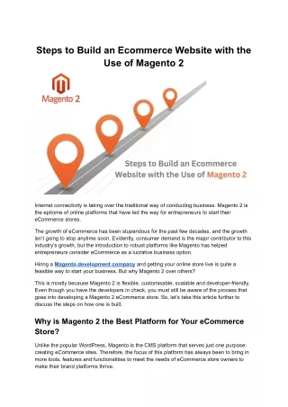 Creating an Ecommerce Website with Magento development company 2: A Guide to the