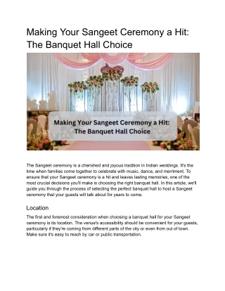 Making Your Sangeet Ceremony a Hit_ The Banquet Hall Choice