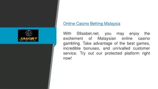 Online Casino Betting Malaysia S9asbet.net