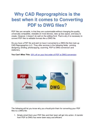 Why CAD Reprographics is the best when it comes to Converting PDF to DWG files