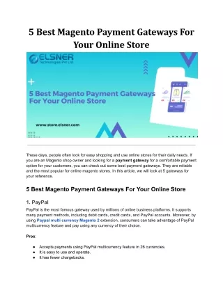 Top 5  magento Payment Gateways to Supercharge Your E-commerce Store