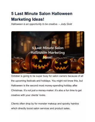 5 Last Minute Salon Halloween Marketing Ideas