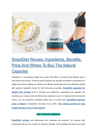 SmartDiet Review, Ingredients, Benefits, Price And Where To Buy The Natural Capsules