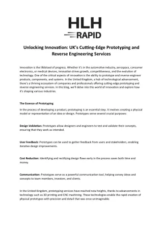 UK's Cutting-Edge Prototyping and Reverse Engineering Services