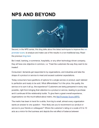 NPS AND BEYOND