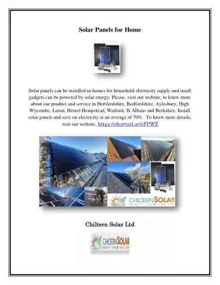 Solar Panels for Home, chilternsolar.co.uk