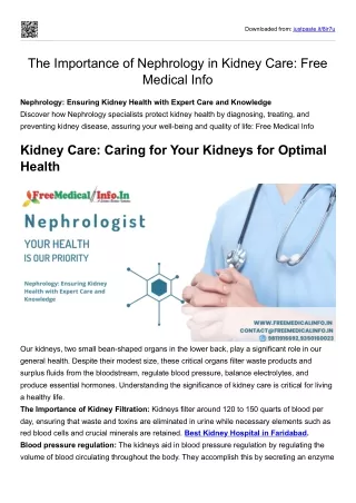 The Importance of Nephrology in Kidney Care