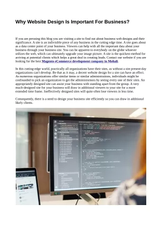 Why Website Design Is Important For Business?