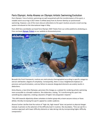 Paris Olympic Anita Alvarez on Olympic Artistic Swimming Evolution