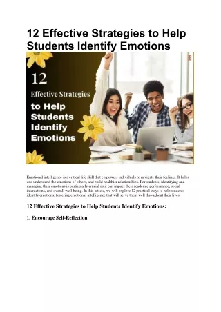 Help Students Identify Emotions: 12 Effective Strategies | Future Education Maga