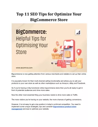 Top 11 SEO Tips for Optimize Your BigCommerce Store