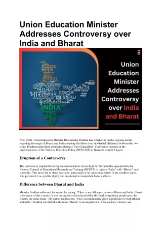 Union Education Minister Addresses Controversy over Bharat and India | Future Ed