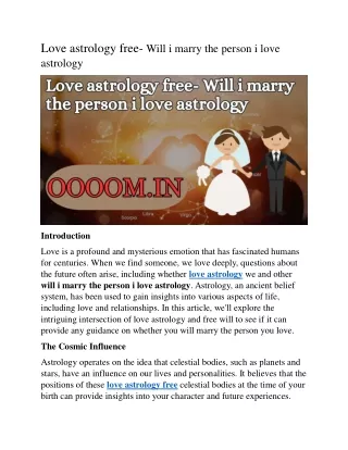Love astrology free- Will i marry the person i love astrology