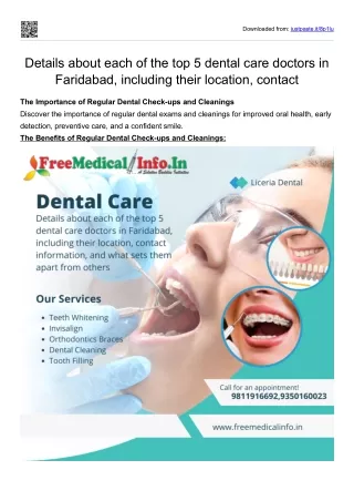 Details about each of the top 5 dental care doctors in Faridabad