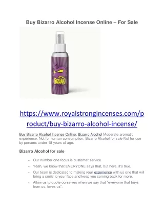 Buy Bizarro Alcohol Incense Online