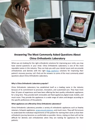 Answering The Most Commonly Asked Questions About China Orthodontic Laboratory