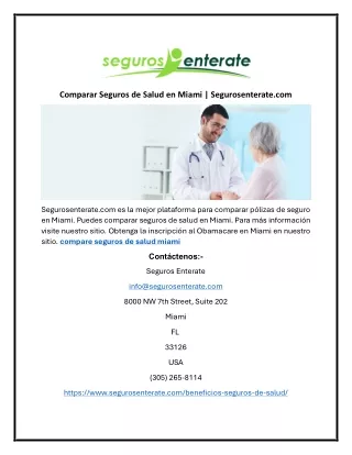 Comparar Seguros de Salud en Miami | Segurosenterate.com