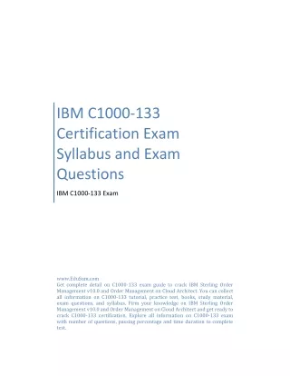 IBM C1000-133 Certification Exam Syllabus and Exam Questions