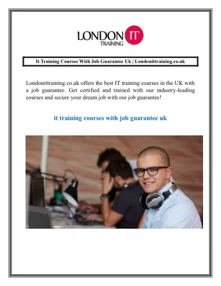 It Training Courses With Job Guarantee Uk  Londonittraining.co.uk