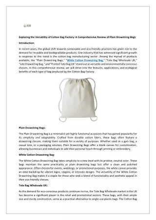 white cotton drawstring bag-Cotton Bag Factory