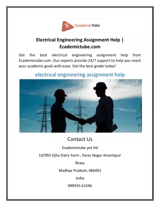 Electrical Engineering Assignment Help | Ecademictube.com