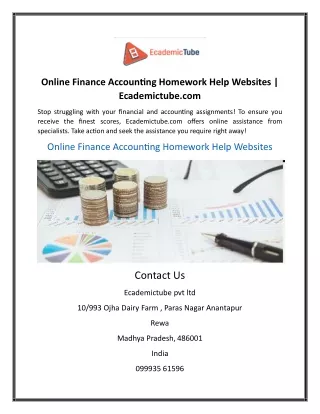 Online Finance Accounting Homework Help Websites | Ecademictube.com