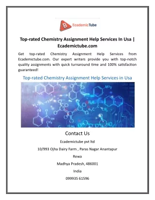 Top-rated Chemistry Assignment Help Services In Usa | Ecademictube.com