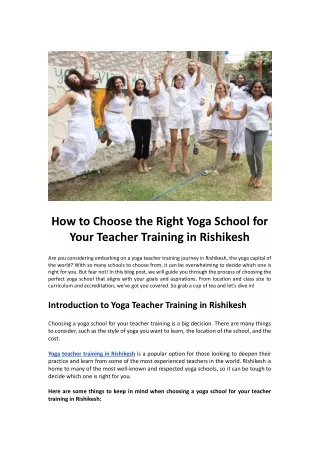 How to Choose the Right Yoga School for Your Teacher Training in Rishikesh