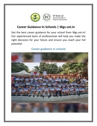 Career Guidance In Schools  Wgs-cet.in