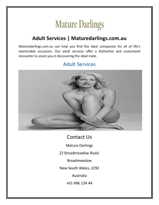 Adult Services | Maturedarlings.com.au