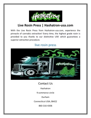 Live Rosin Press | Hashatron-usa.com
