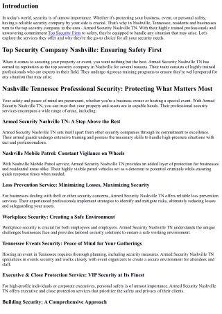Armed Security Nashville TN: Trained and Ready to Handle Any Situation