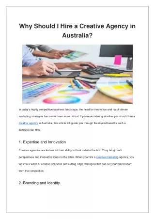 Why Should I Hire a Creative Agency in Australia?