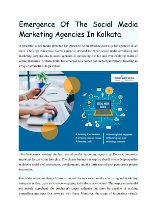 Emergence Of The Social Media Marketing Agencies In Kolkata