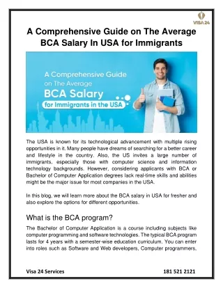 A Comprehensive Guide On The Average BCA Salary In USA For Immigrants