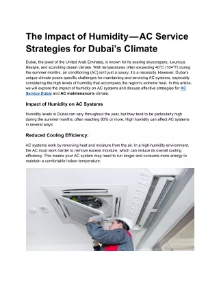 The Impact of Humidity — AC Service Strategies for Dubai’s Climate