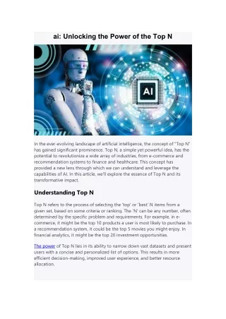 ai Unlocking the Power of the Top N