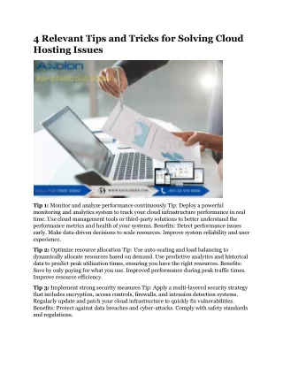 4 Relevant Tips and Tricks for Solving Cloud Hosting Issues