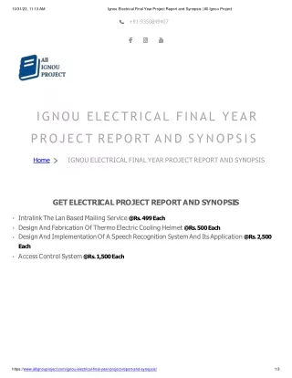 Ignou Electrical Final Year Project Report And Synopsis