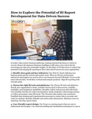How to Explore the Potential of BI Report Development for Data-Driven Success
