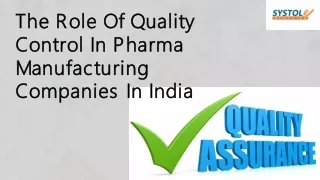 The Role Of Quality Control In Pharma Manufacturing Companies In India