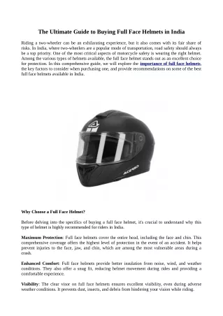 Buying Full Face Helmets in India – BikeGear