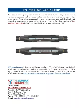 Pre-Moulded Cable Joints