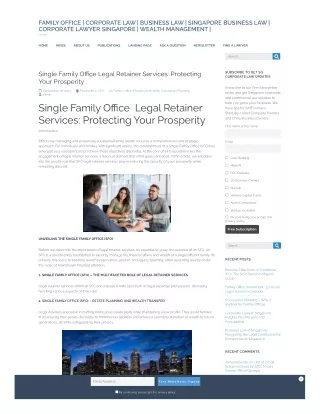 Single Family Office Legal Retainer Services: Protecting Your Prosperity